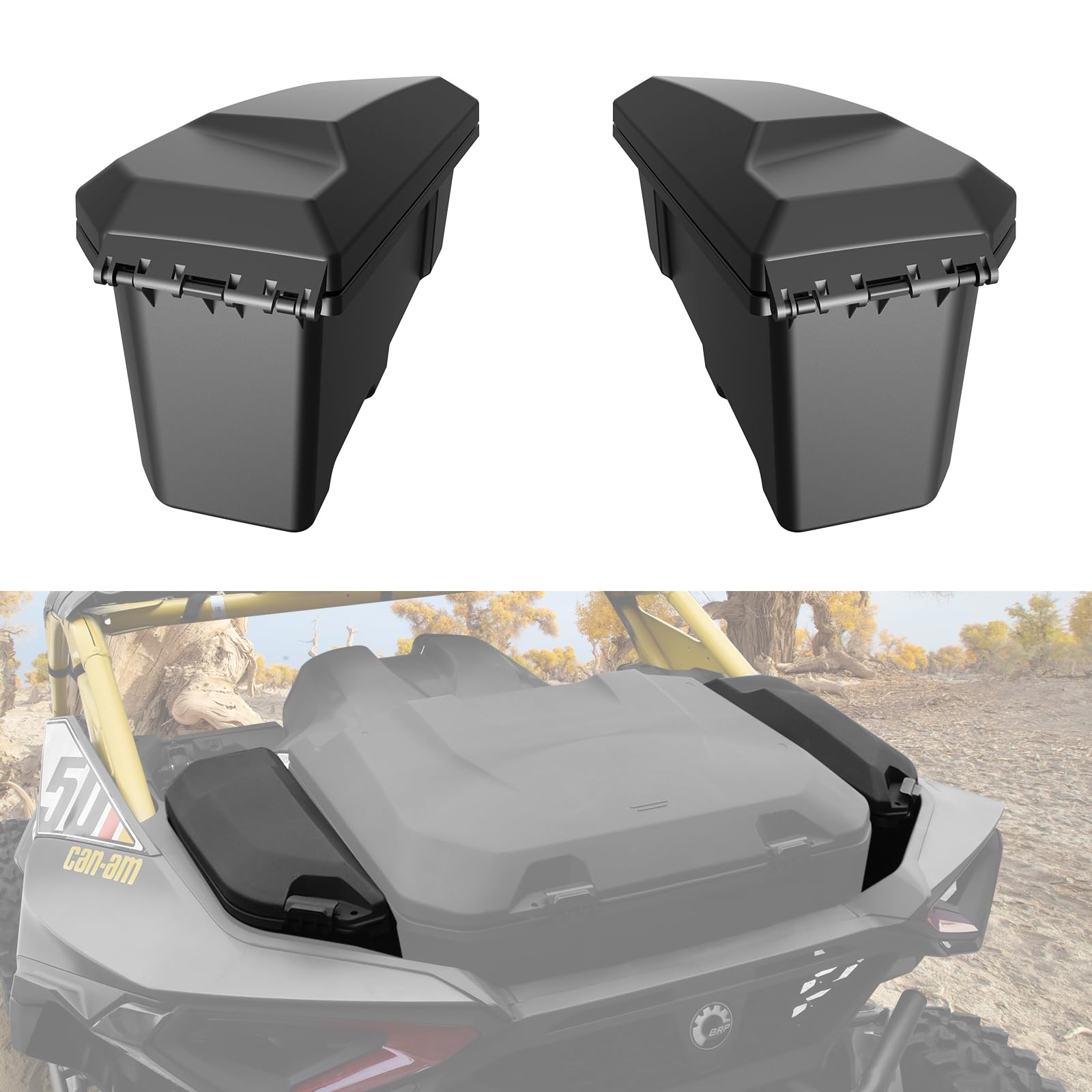 2024-2025 Can-Am Maverick R/X/XRS Rear Side Cargo Storage Boxes - 13.5L LinQ Bed Removable Storage Bin (2-Pack) - Replacement for #715007372 - Perfect for Off-Road Gear Organization & UTV Accessories Storage