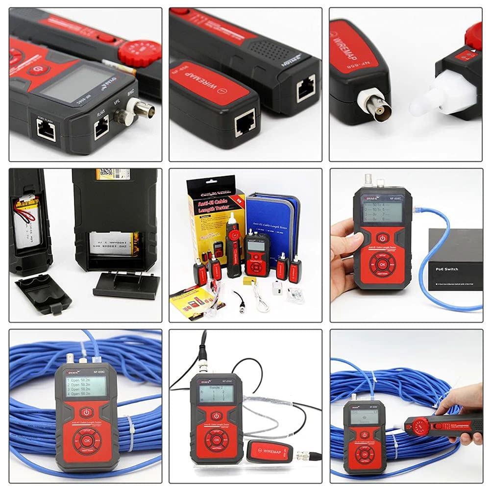 NF-858C Professional Cable Line Locator - RJ11/RJ45/BNC Portable Wire Tester with Length Measurement | Perfect for Network Installation, Telecom Repair & Home Wiring Projects