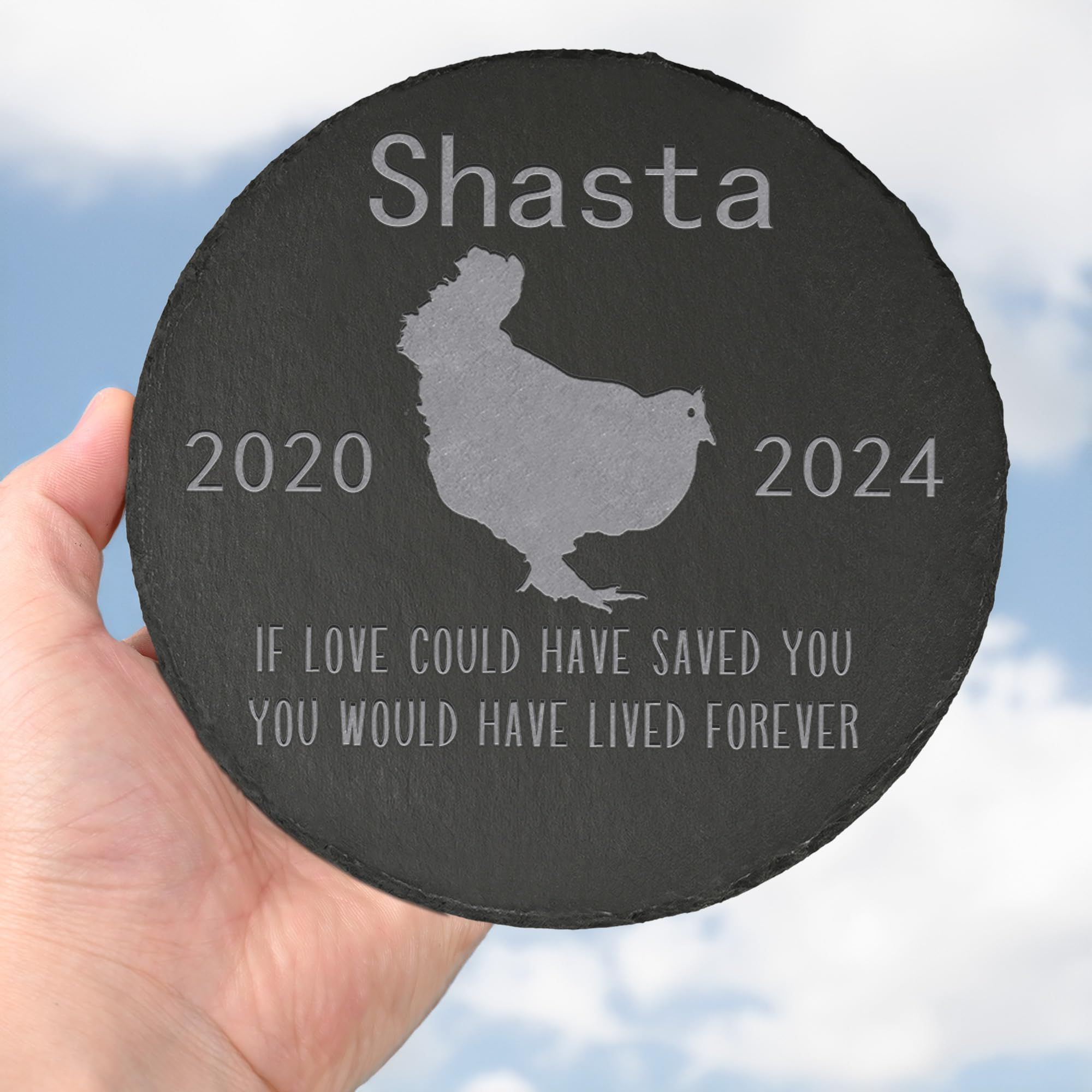 Personalized Chicken Memorial Stone - Engraved Pet Loss Keepsake for Backyard Chicken Graves - Round Memorial Plaque for Chicken Lovers | Perfect for Garden Memorials & Coop Tributes