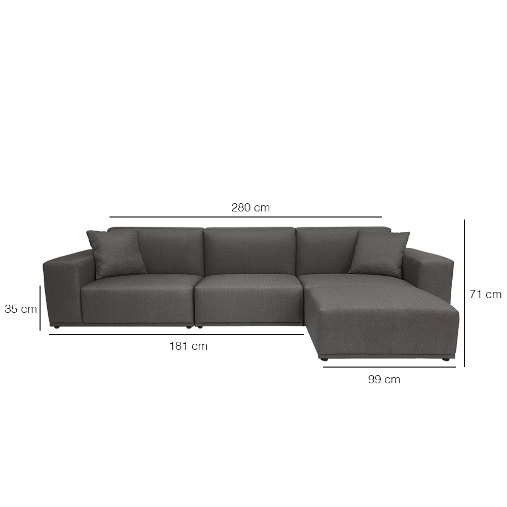 Moota 4-Seater Modular Sofa Set with Ottoman - EcoClean Fabric, Space-Saving Living Room Furniture for Small Apartments & Modern Homes