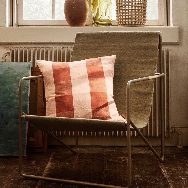 FERM LIVING Desert Indoor Outdoor Lounge Chair - Olive Green Modern Patio Furniture for Living Room, Garden & Poolside Relaxation