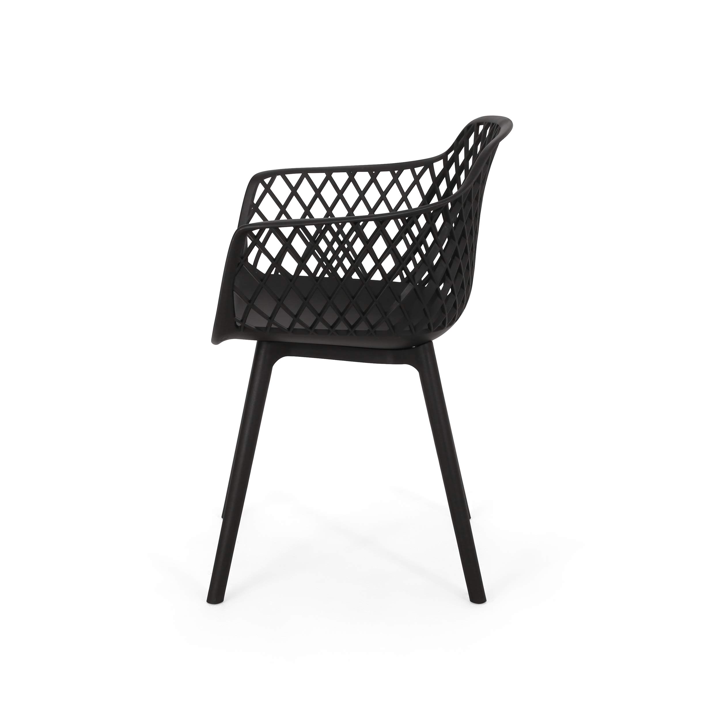 Christopher Knight Home Delia Outdoor Dining Chair Set of 2 - Black Patio Furniture for Garden, Deck, Poolside & Backyard Dining