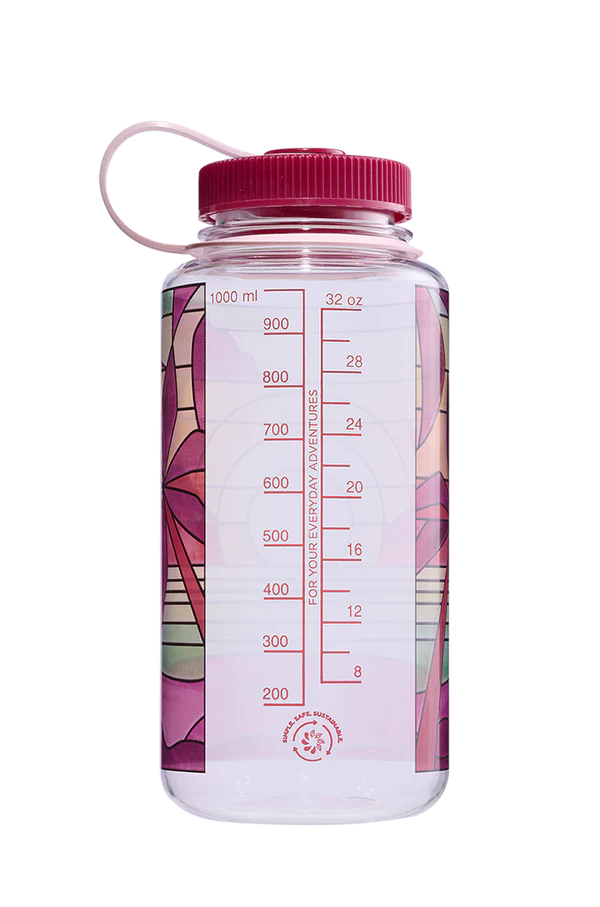 32oz Wide Mouth Stained Glass Print Water Bottle - Insulated Stainless Steel Vacuum Flask for Hot & Cold Drinks - Perfect for Gym, Hiking, Camping & Office Use