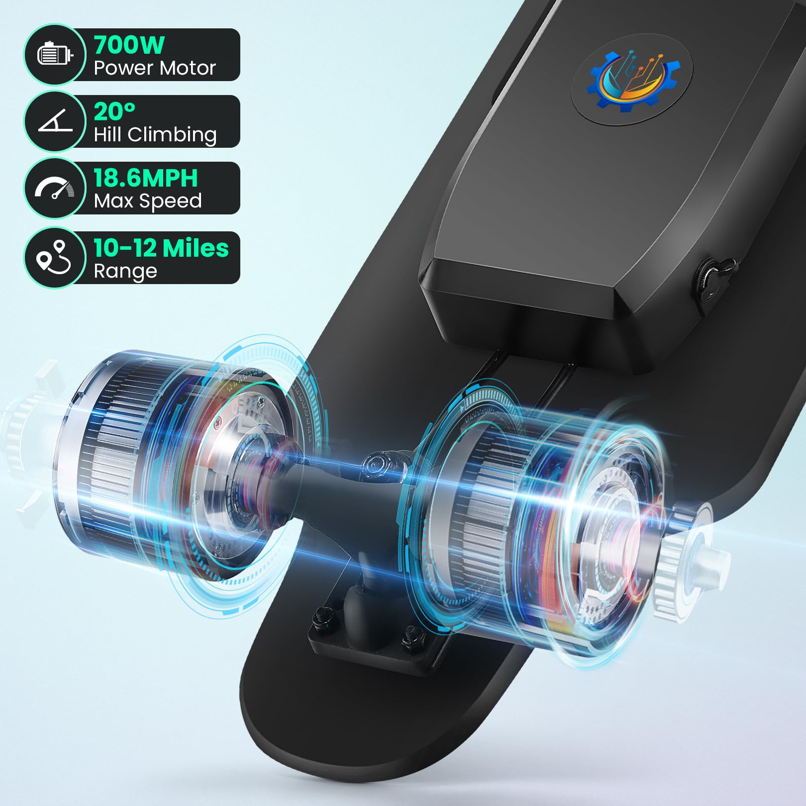 Caroma Electric Skateboard with Remote Control - 700W Brushless Motor Longboard for Adults & Teens - 18.6 MPH Max Speed & 12 Mile Range - 3 Speed Modes & Portable Design - Perfect for Commuting, Campus Travel & Outdoor Fun