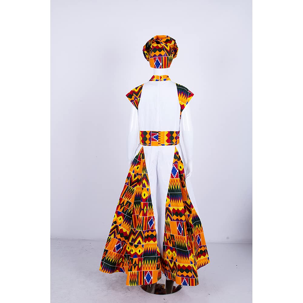**African Print Women's Party Dresses - Sleeveless Maxi Dress with Matching Head Scarf - Plus Size & Casual Wear for Beach, Wedding & Special Occasions**