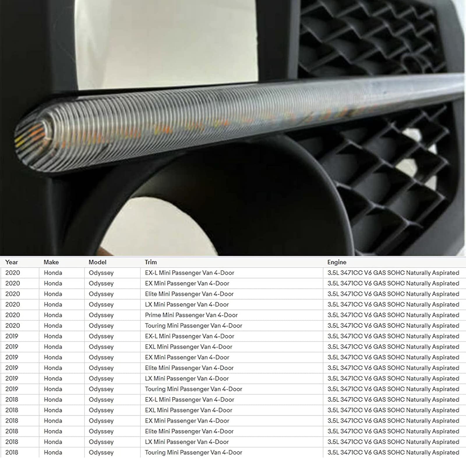Black LED Fog Light Covers with Daytime Running Lights for 2018-2020 Honda Odyssey - Driver & Passenger Side Pair - Smoked Lens Fog Lamp Bezels with Turn Signal - Upgrade Your Vehicle's Style & Visibility for Night Driving and Bad Weather Conditions