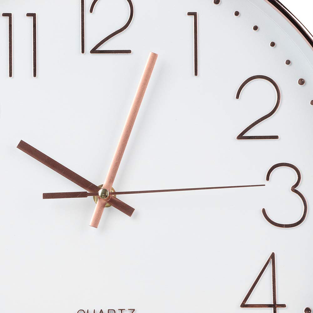 12 Inch Silent Non-Ticking Modern Wall Clock - Battery Operated Round Quartz Clock for Kitchen, Bathroom, Bedroom, Living Room & Office - Perfect Home Decor & Classic Digital Clock for Stylish Interiors