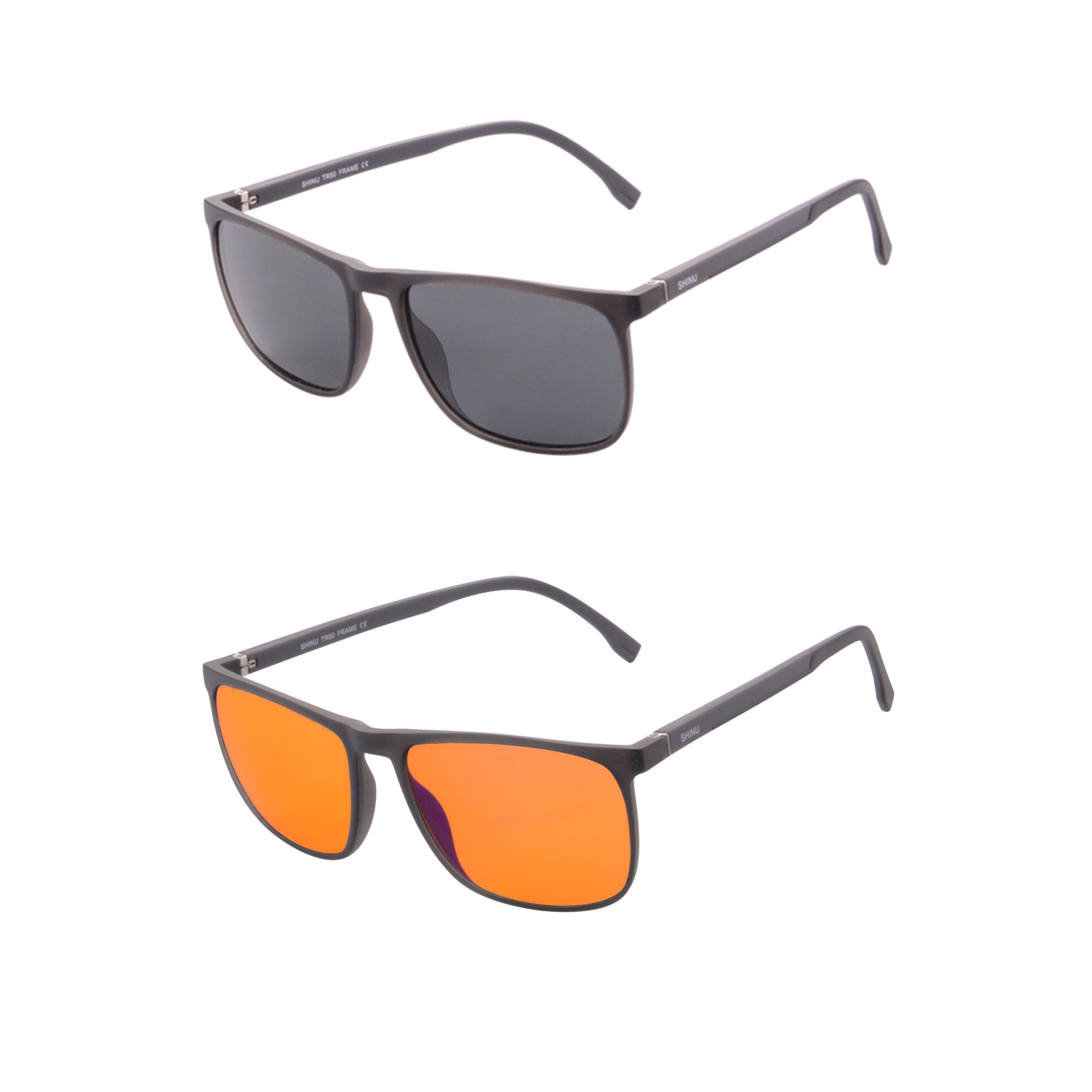 SHINU Polarized Rectangle Sunglasses for Men & Women - Anti-Blue Light Computer Glasses (SH078) - UV Protection for Driving, Outdoor Sports & Digital Screen Use