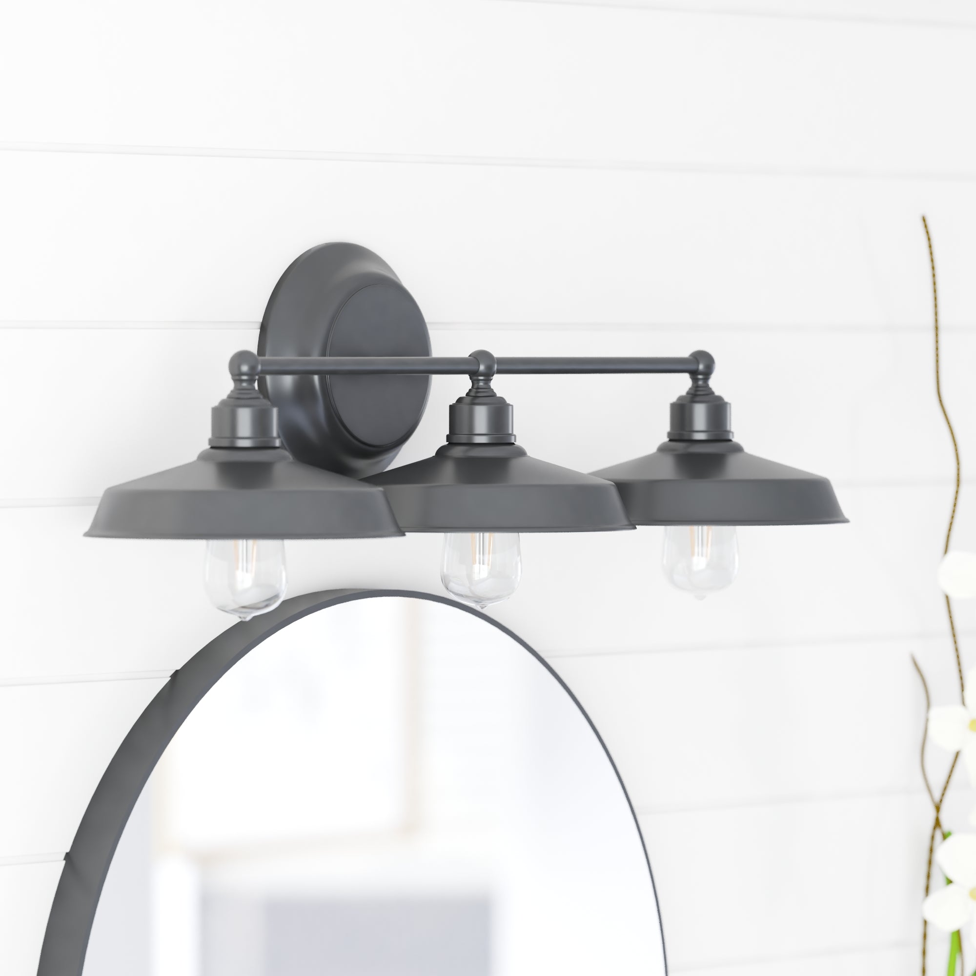 Lyndan 3-Light Vanity Light Fixture in Matte Black - Perfect for Bathroom, Bedroom, and Dressing Room Lighting
