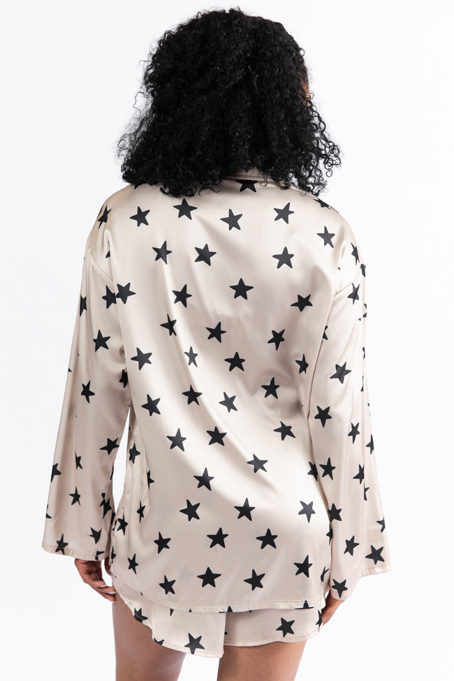 Neutral Stars Pajama Top for Women - Soft & Comfortable Sleepwear for Cozy Nights, Loungewear, and Pajama Parties | Final Sale