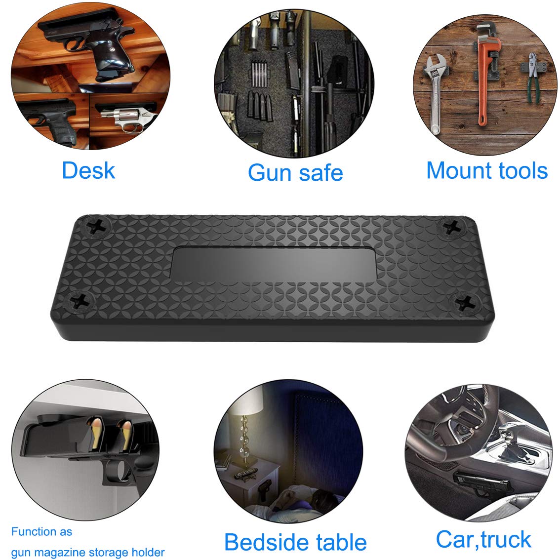 **DB 2-Pack Gun Magnet Mount - 37.47 lb Heavy Duty Magnetic Gun Holster, Rubber Coated Concealed Holder for Handgun, Shotgun, Rifle & Revolver - Perfect for Home Defense, Car Storage & Quick Access**