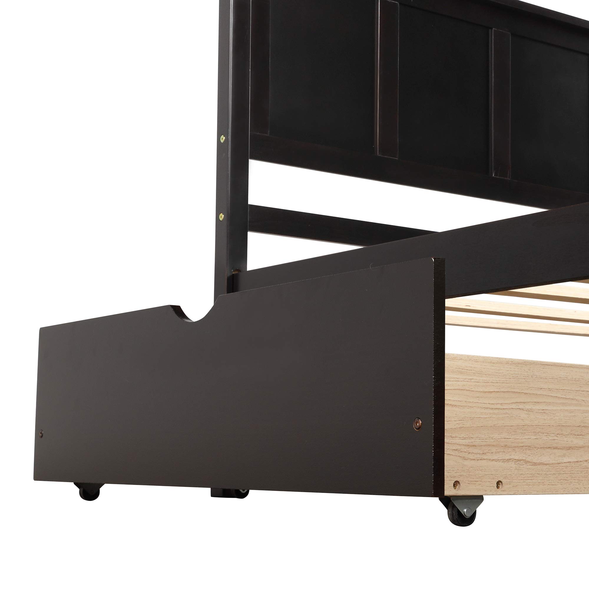 Harper & Bright Designs Twin Size Storage Bed Frame with Headboard - Solid Wood Platform Bed with 2 Drawers, Espresso Finish - Perfect for Kids Bedroom, Guest Room & Small Space Saving Solution