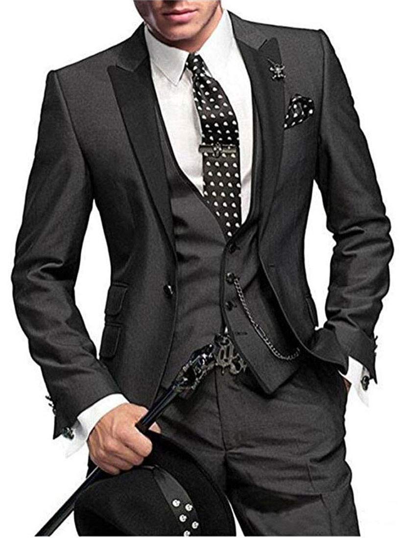 3-Piece Green Wedding Suits for Men - One Button Notch Lapel Groom Tuxedos | Perfect for Weddings, Prom & Formal Events