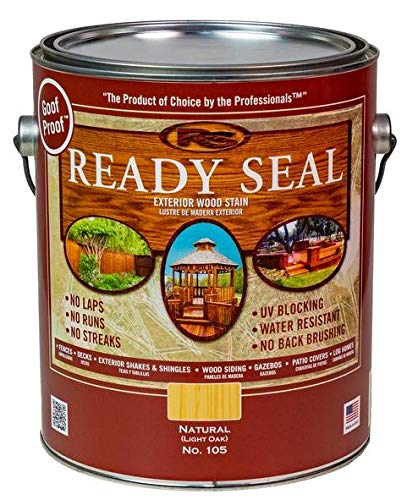 Ready Seal Exterior Stain and Sealer - 1 Gallon Can (Light Oak 105) for Wood Decks, Fences & Outdoor Furniture | Waterproof & UV Protection