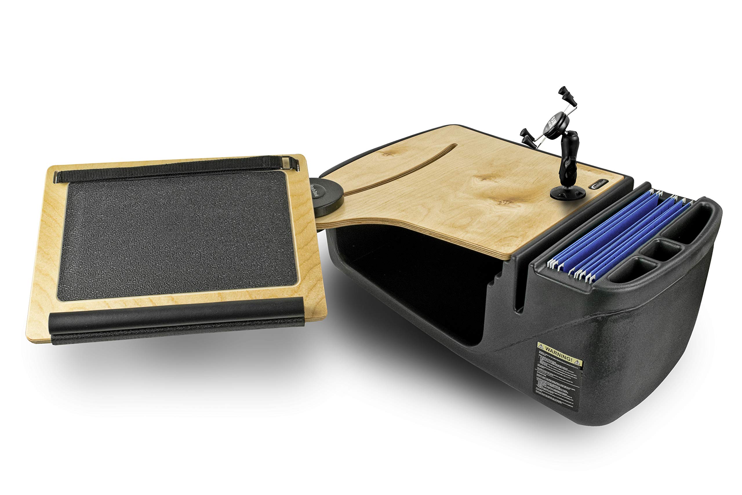 AutoExec AUE10030 Reach Front Seat Car Desk with Phone Mount - Portable Birch Finish Laptop Tray for Work, Eating & Travel in Cars, SUVs & Trucks