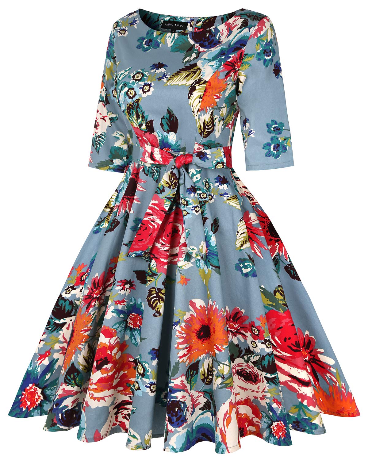 MINTLIMIT Women's 1950s Vintage Retro Rockabilly Swing Dress with Pockets - 50s Style Cocktail Party, Prom, Pinup, Rockabilly Dancer Costume for Special Occasions & Vintage Themed Events