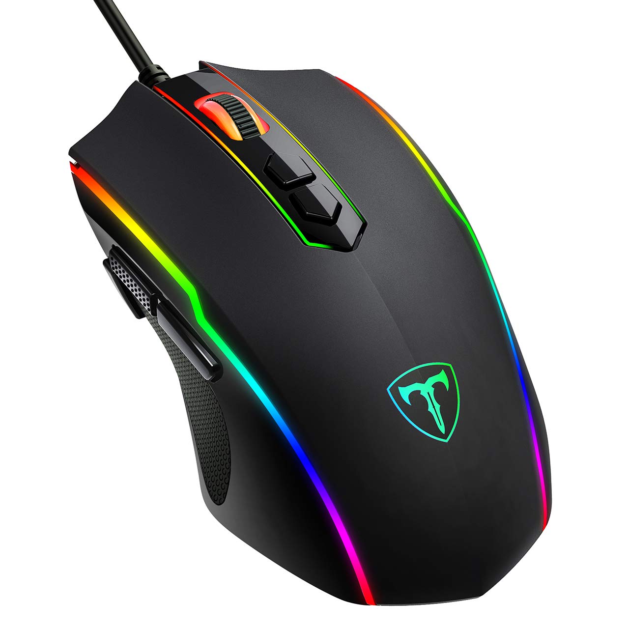 Vollion RGB Gaming Mouse Wired - 8 Programmable Buttons, Chroma RGB Backlit, 7200 DPI Adjustable, Ergonomic Optical PC Gaming Mouse with Comfortable Grip & Shutton Button (Black) - Perfect for FPS, MOBA & MMO Games on PC & Laptop