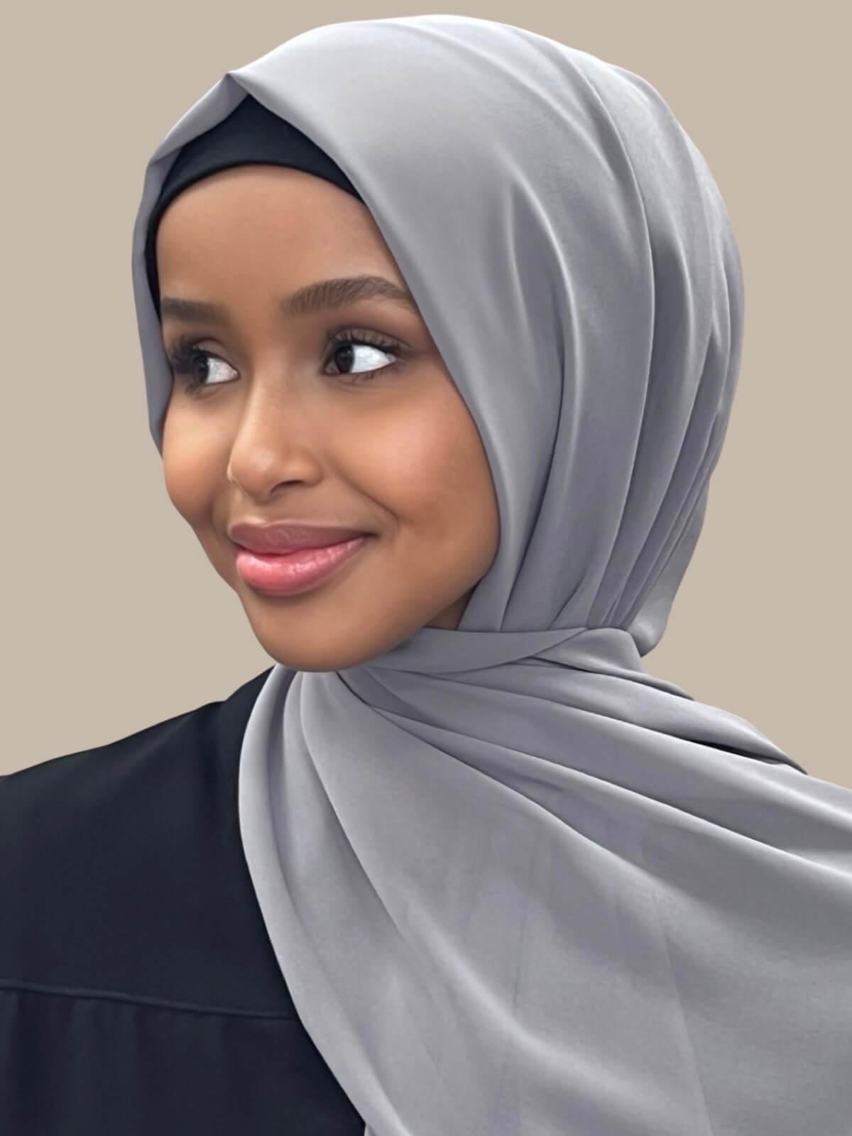 Luxury Chiffon Hijab Scarf - Soft & Breathable Muslim Headscarf in Elegant Fossil Grey - Perfect for Daily Wear, Prayer & Special Occasions