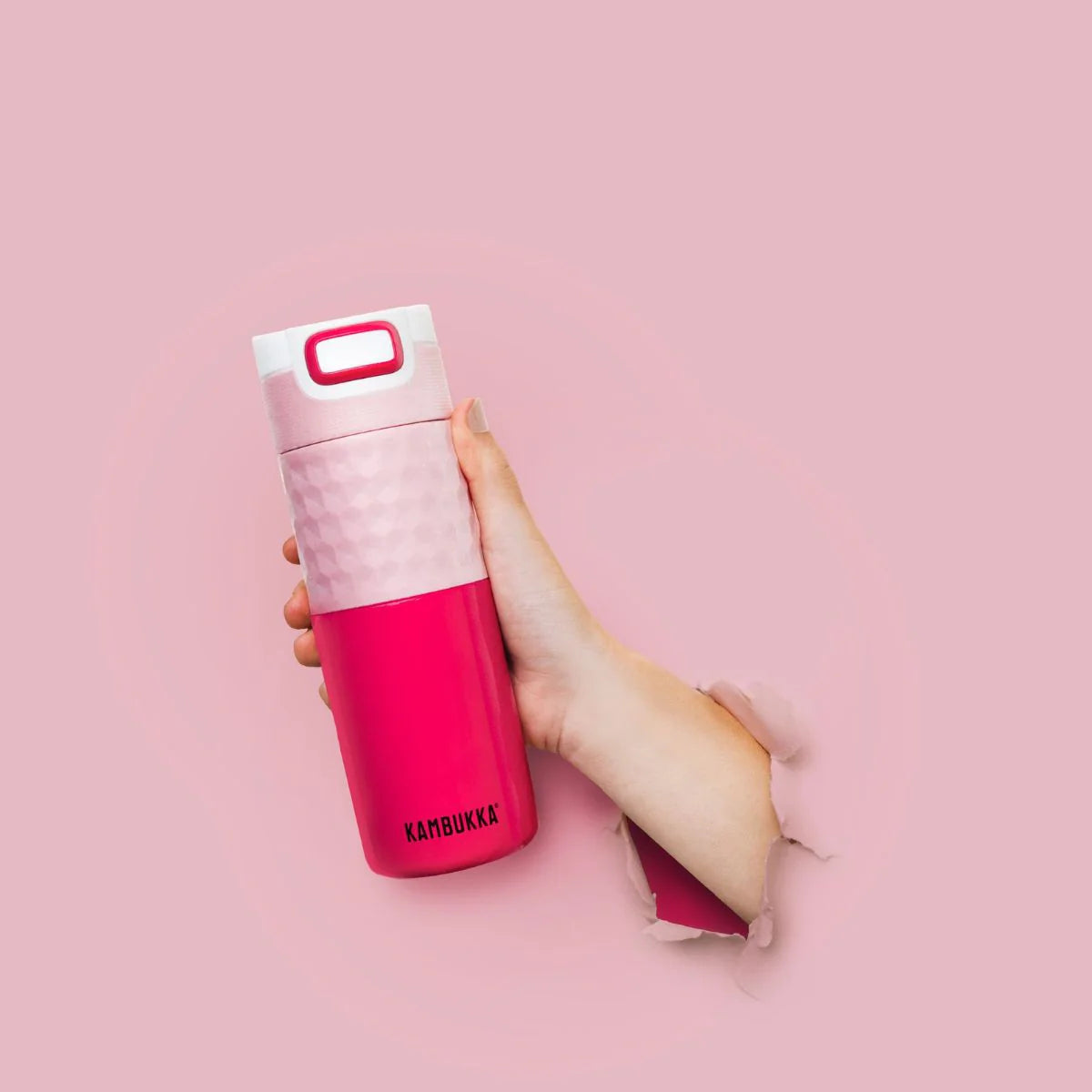 KAMBUKKA ETNA TUMBLER 500ML Insulated Travel Mug - Leak Proof Stainless Steel Water Bottle with Lid, Hot & Cold Drink Thermos for Coffee, Tea - Perfect for Office, Gym, Hiking & Outdoor Activities (Diva Pink)
