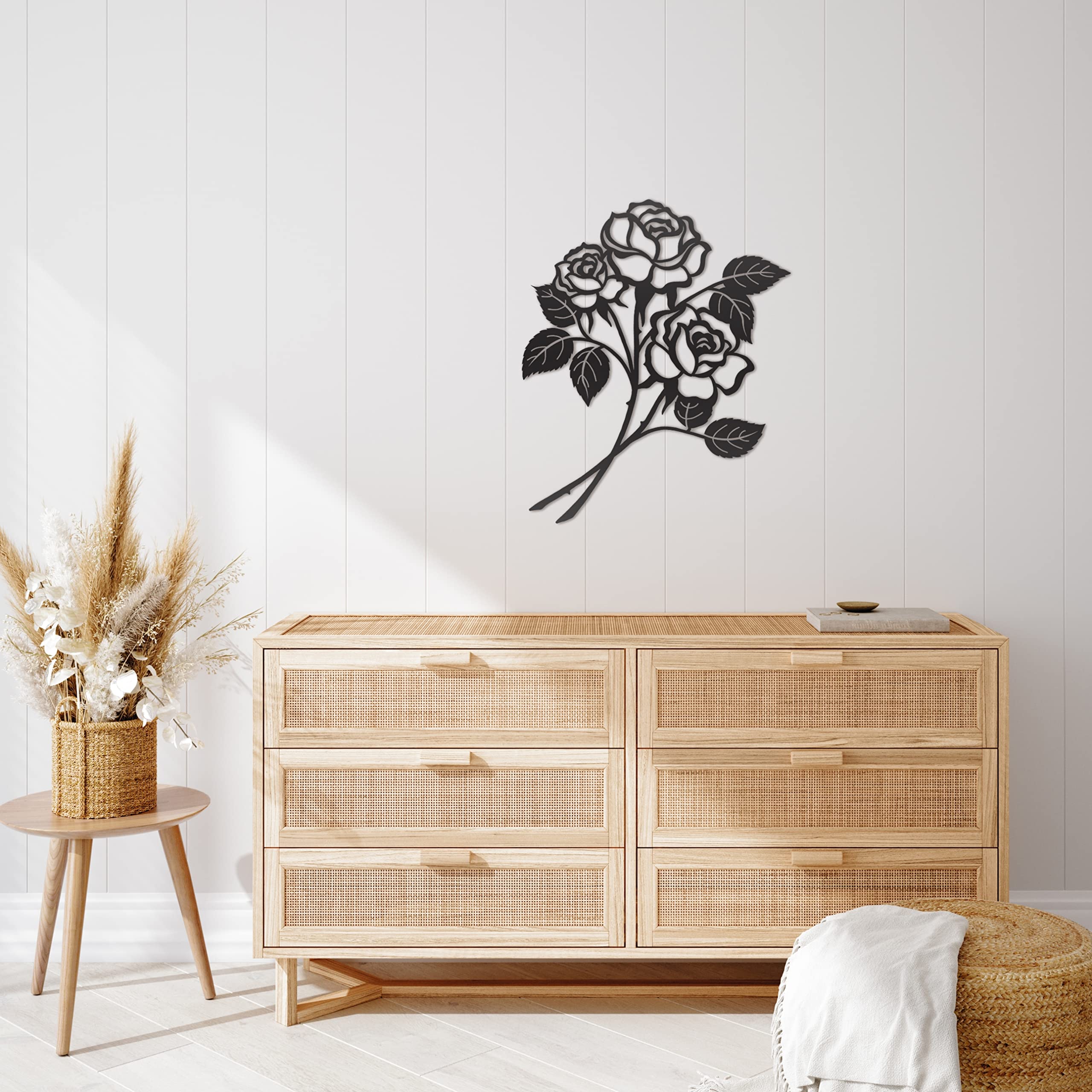 Vivegate Black Metal Rose Wall Art Decor - Large 17.5