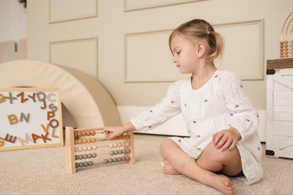 Boho Abacus - Wooden STEM Toy for Toddlers - Montessori Math Learning Beads - Modern Educational Toy for Kids - Boho Nursery & Playroom Decor - Perfect for Home, Classroom, and Preschool Learning Activities