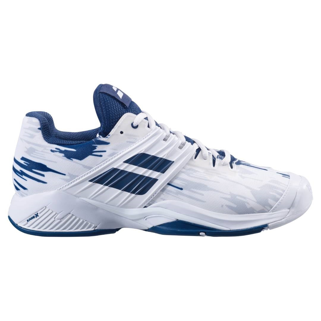 Babolat Propulse Fury AC Men's Tennis Shoes - White & Blue | High-Performance Court Shoes for Competitive Play & Training | Perfect for Hard Court & Clay Court Matches