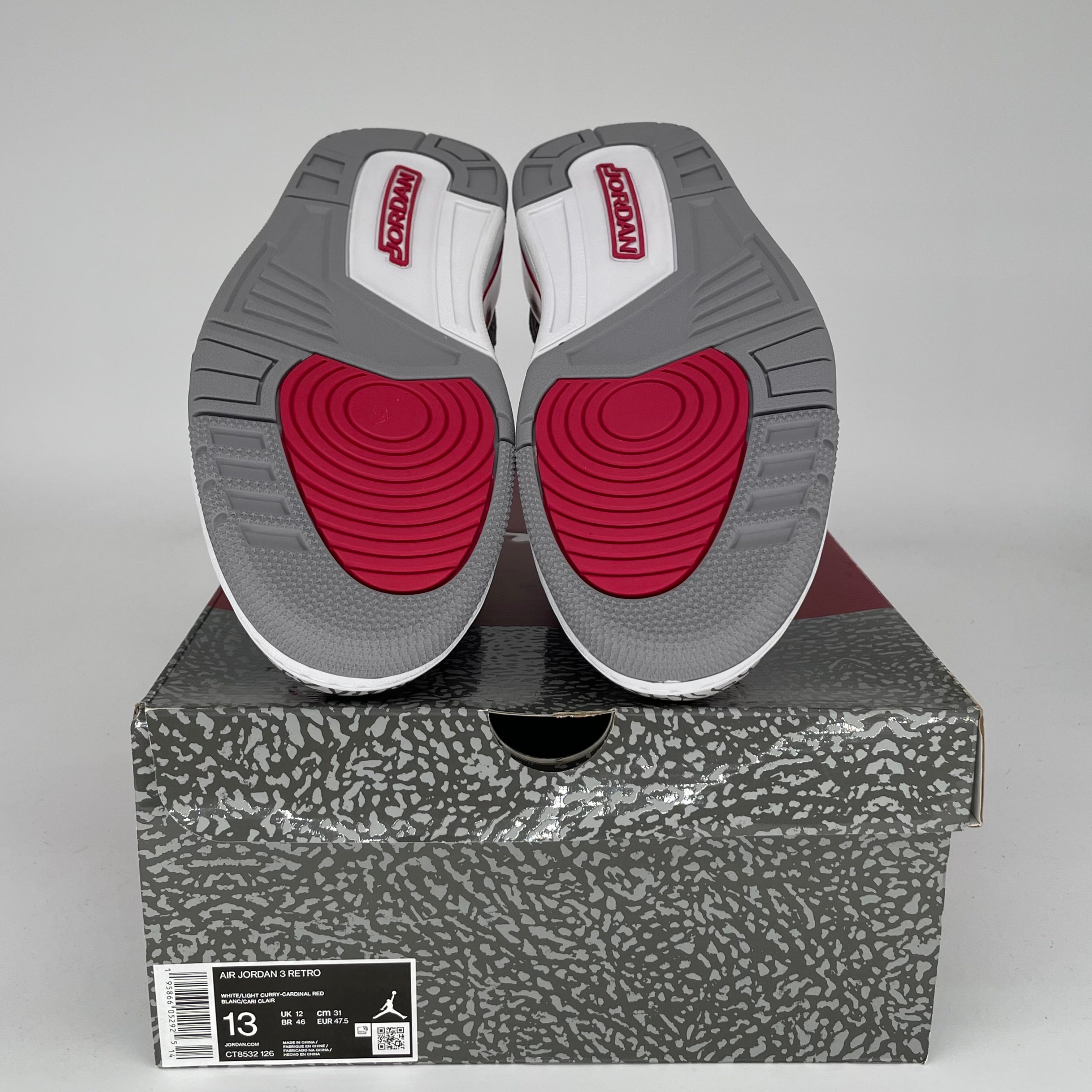 AIR JORDAN 3 CARDINAL Men's Basketball Shoes Size 13 - Retro Style Sneakers for Men | Perfect for Basketball, Streetwear & Casual Outfits (Style Code: CT8532-126)