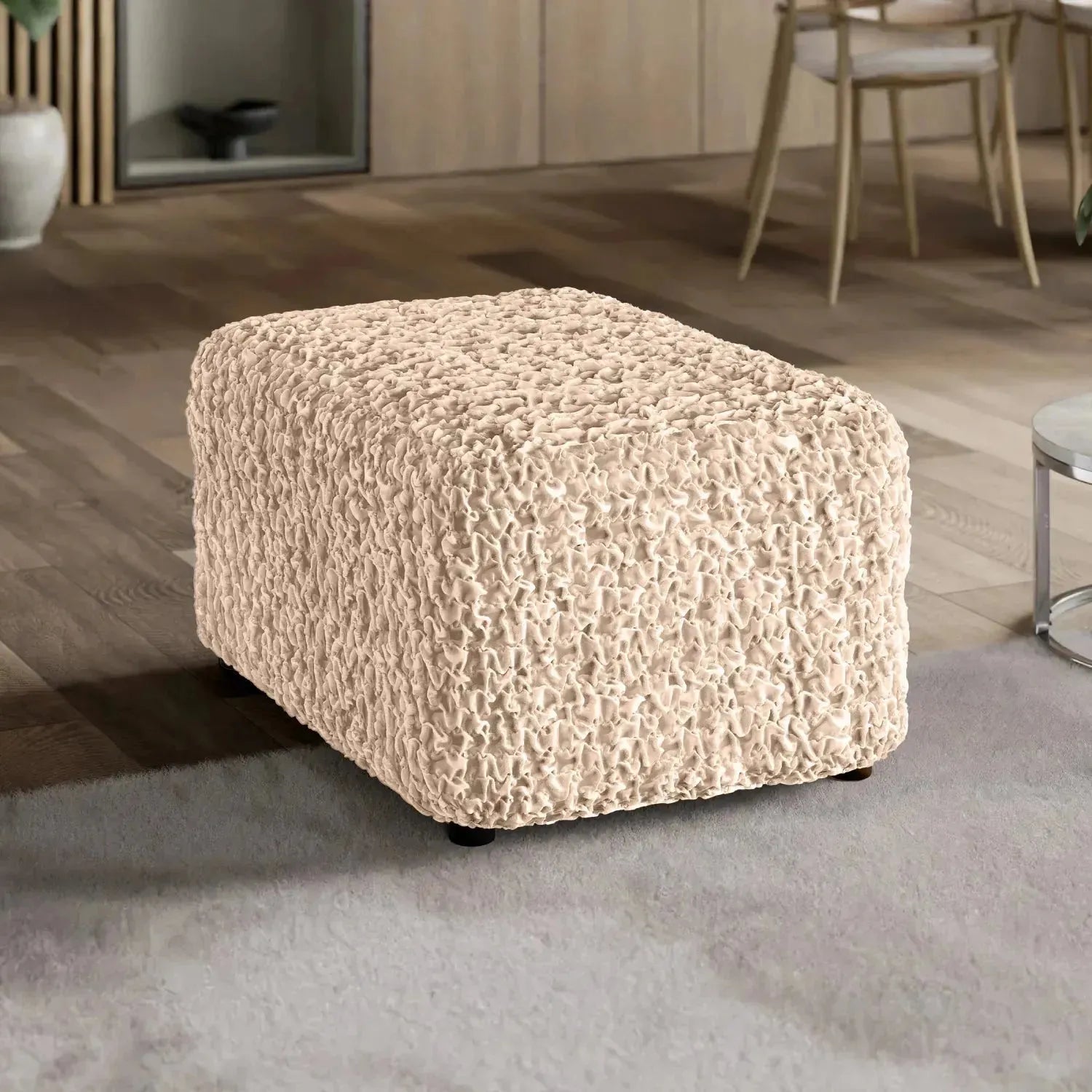 Fuco Velvet Ottoman Slipcover (Medium) - Soft Stretch Furniture Cover for Living Room, Bedroom & Office Decor