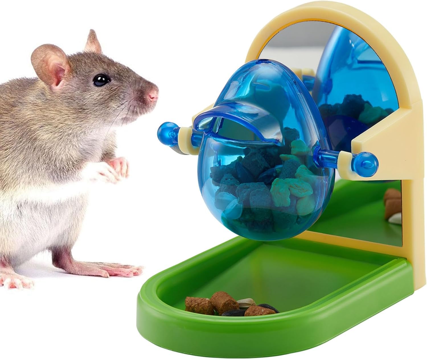 HAICHEN TEC Interactive Foraging Puzzle Toy for Hamsters, Ferrets & Rats - Slow Feeder Treat Dispenser Cage Enrichment Toy | Also Great for Birds Like Parakeets, Cockatiels & Conures (Blue) - Perfect for Mental Stimulation & Preventing Boredom in Small Pets