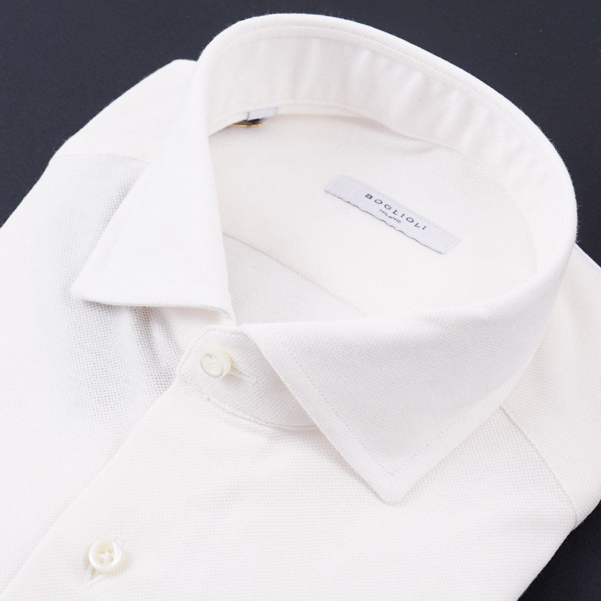 Boglioli Men's Slim Fit Pique Knit Cotton Shirt - Breathable Casual Button Down for Office, Date Night & Summer Outings