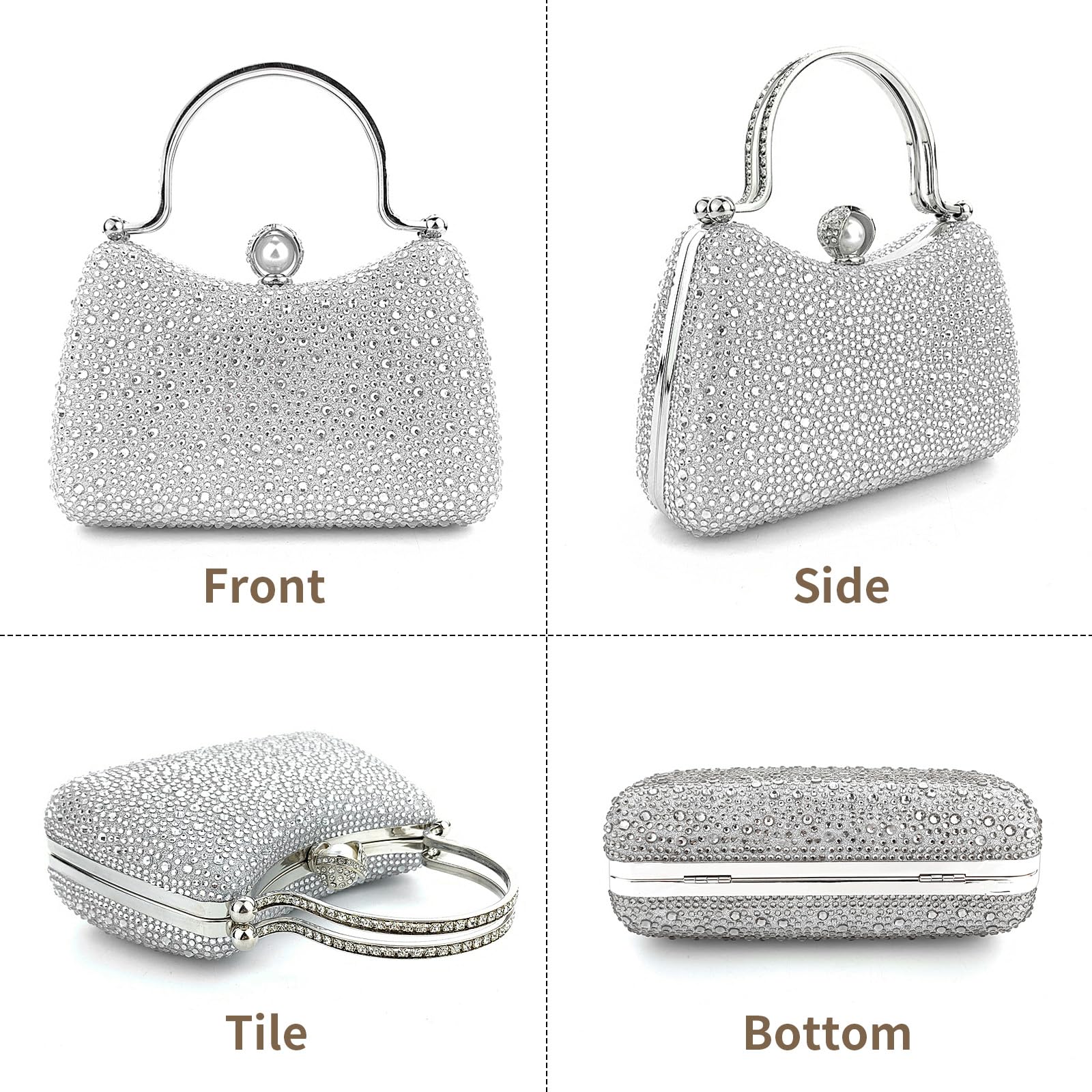 Elegant Rhinestone Evening Clutch Bag for Women - Sparkling Crystal Party Wedding Purse with Chain - Perfect for Formal Events, Prom & Special Occasions