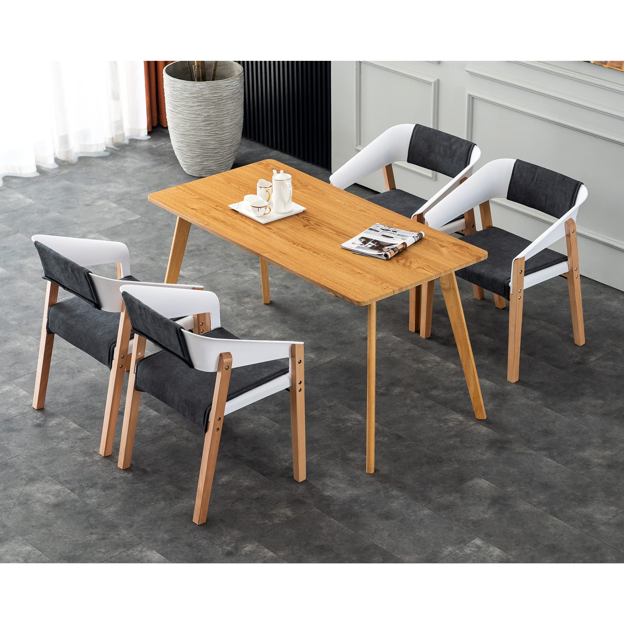 ivinta Patio Dining Chairs Set of 2 - Indoor Outdoor Chairs with Ergonomic Design & Solid Wood Legs for Living Room, Restaurant, Garden - Perfect for Backyard BBQs, Poolside Lounging & Outdoor Entertaining