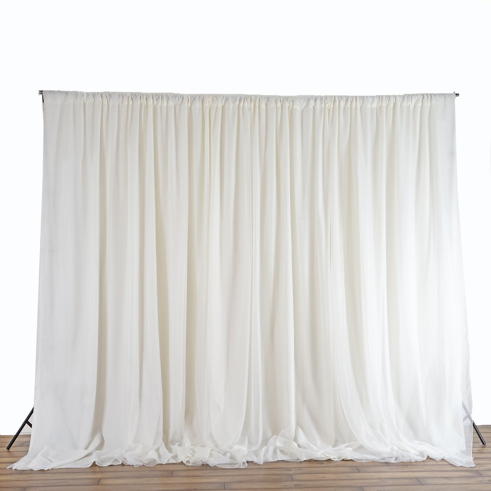 20 ft x 10 ft Ivory Chiffon Fabric Backdrop Drapes Curtain - Elegant Wedding Decor, Photo Booth & Party Supplies for Reception, Photography, Bridal Shower & Birthday Celebrations