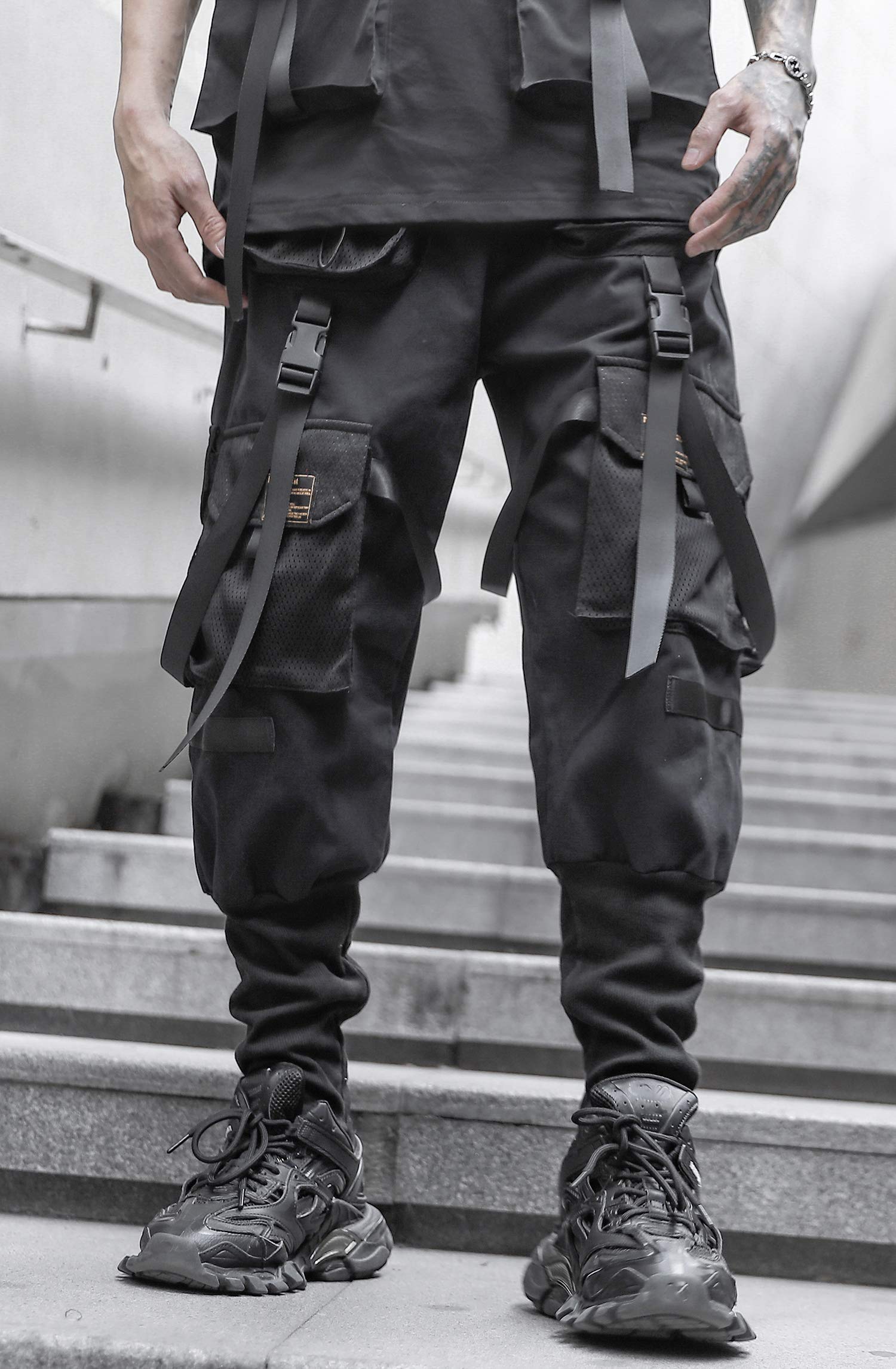 Men's Punk Streetwear Cargo Jogger Pants - Stylish Outdoor & Casual Wear for Urban Fashion, Hiking & Street Style