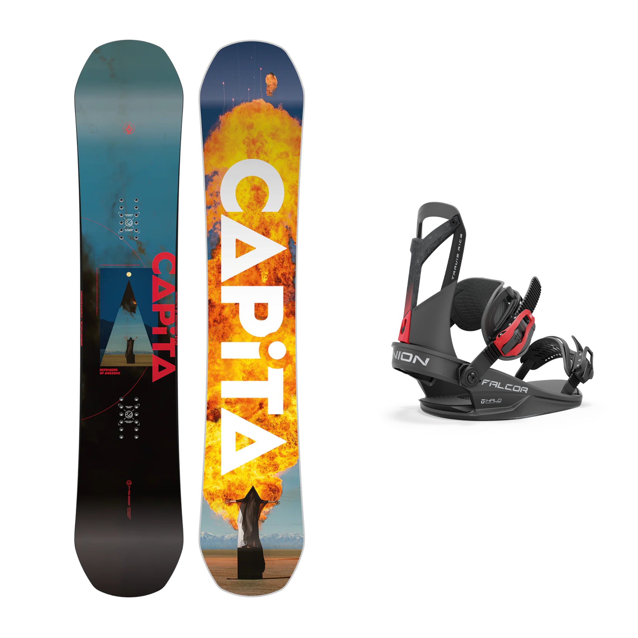 CAPiTA Defenders Of Awesome Snowboard with Union Falcor Bindings 2025 - All-Mountain Freestyle Snowboard for Men & Women - Perfect for Park, Powder & Backcountry Riding