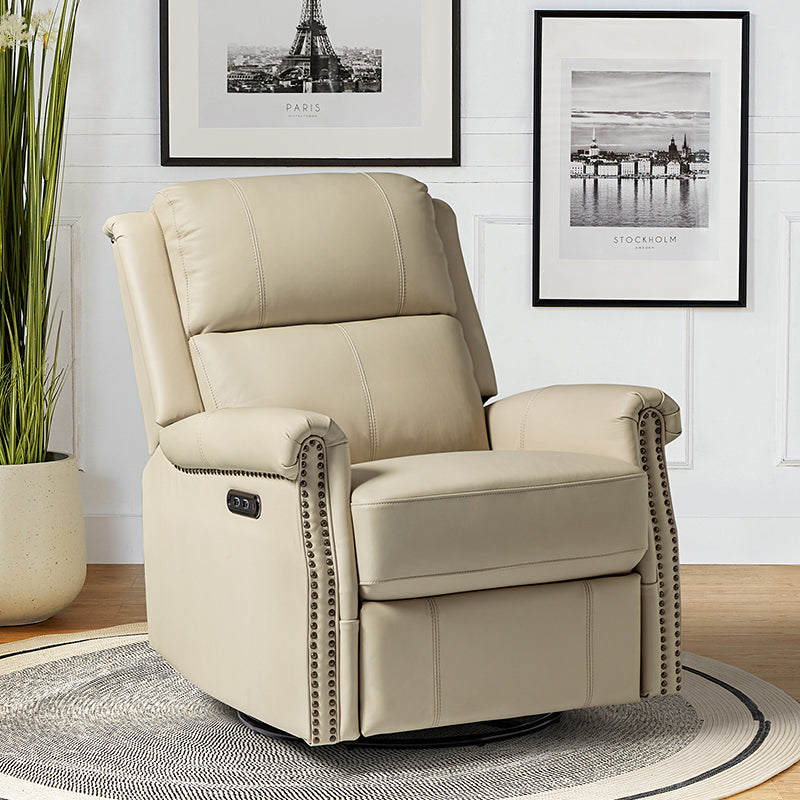 Kaietan Genuine Leather Power Rocking Recliner Chair - Adjustable Electric Massage Recliner Sofa for Living Room, Home Theater & Office Relaxation