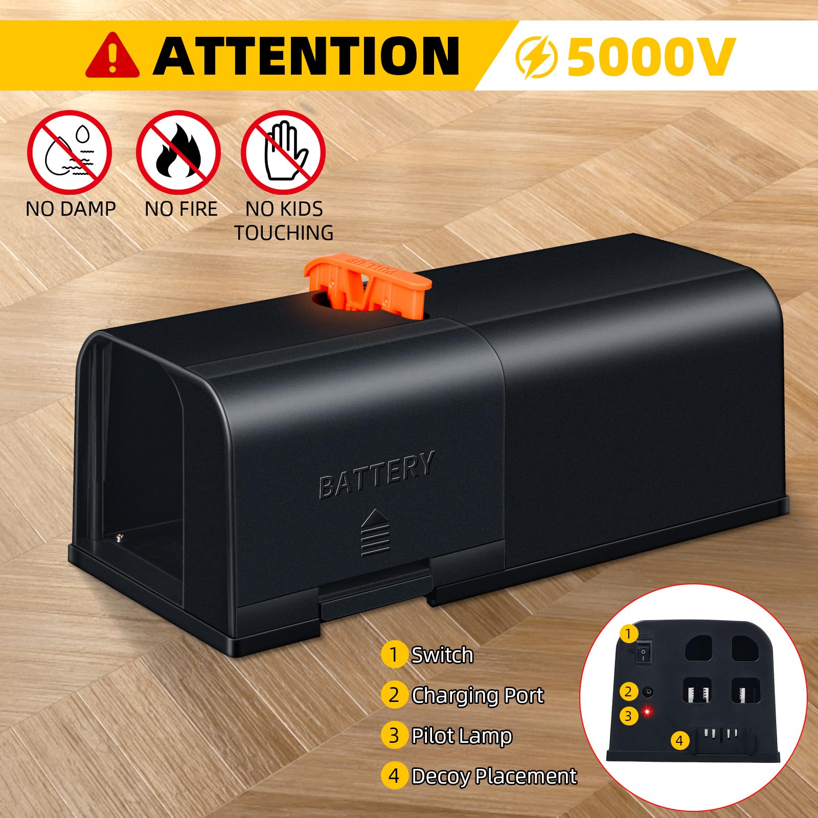 2024 Rechargeable Electric Mouse Trap Zapper - Humane Battery Operated Rat Trap with Anti-Escape Baffle for Indoor & Outdoor Use - Effective Rodent Control for Home, Garage, Basement and Yard (Eco-Friendly & Reusable) - Perfect for Kitchen Pantry Protection, Attic Rodent Removal and Garden Pest Control