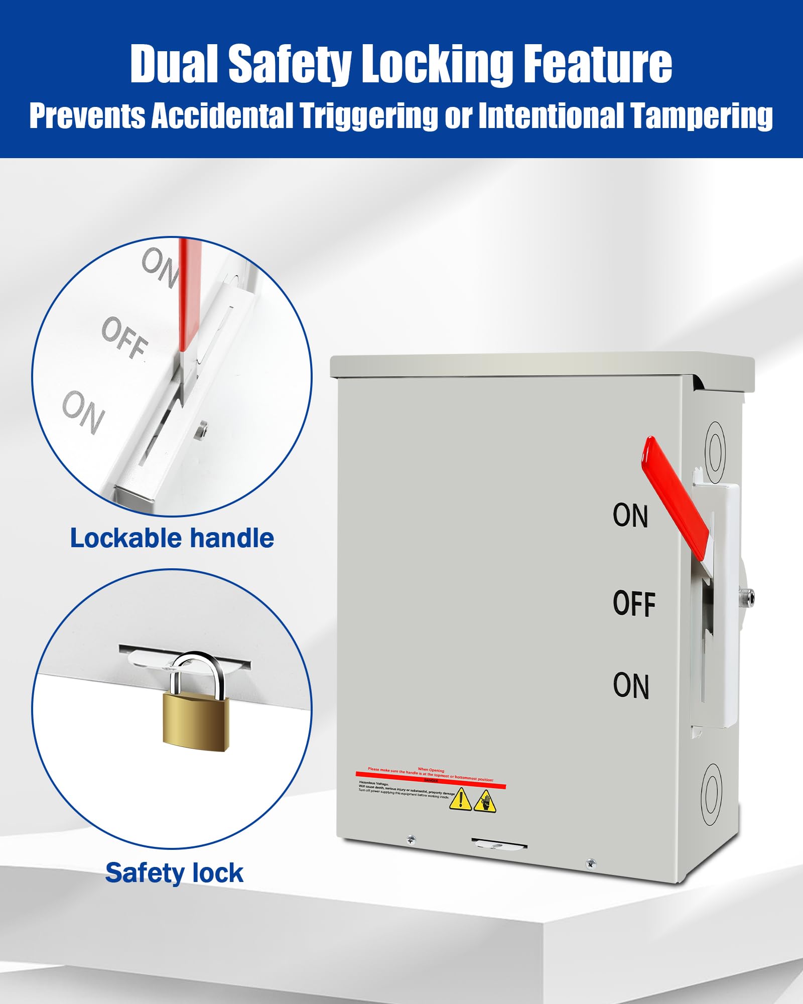 200A Generator Transfer Switch, 3P 48000W Heavy Duty Safety Switch, 120/240V Non-Fusible Disconnect Switch, NEMA-3R, Multiple Insulation Protection - Ideal for Home Backup Power, Industrial Use & Emergency Power Transfer