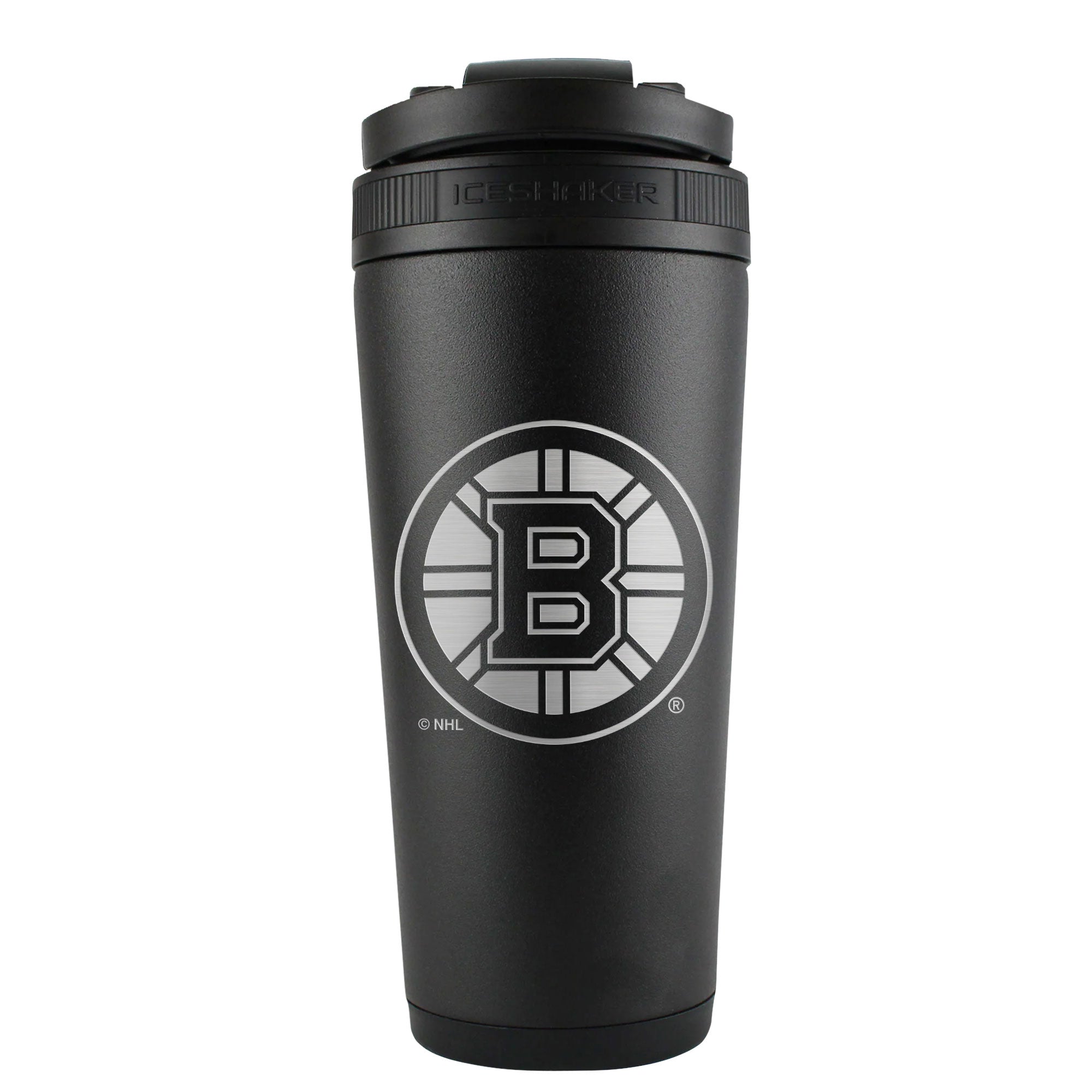 Official Boston Bruins 26oz Insulated Stainless Steel Water Bottle with Ice Shaker Lid - Black - Perfect for Gym, Workouts & Hockey Games