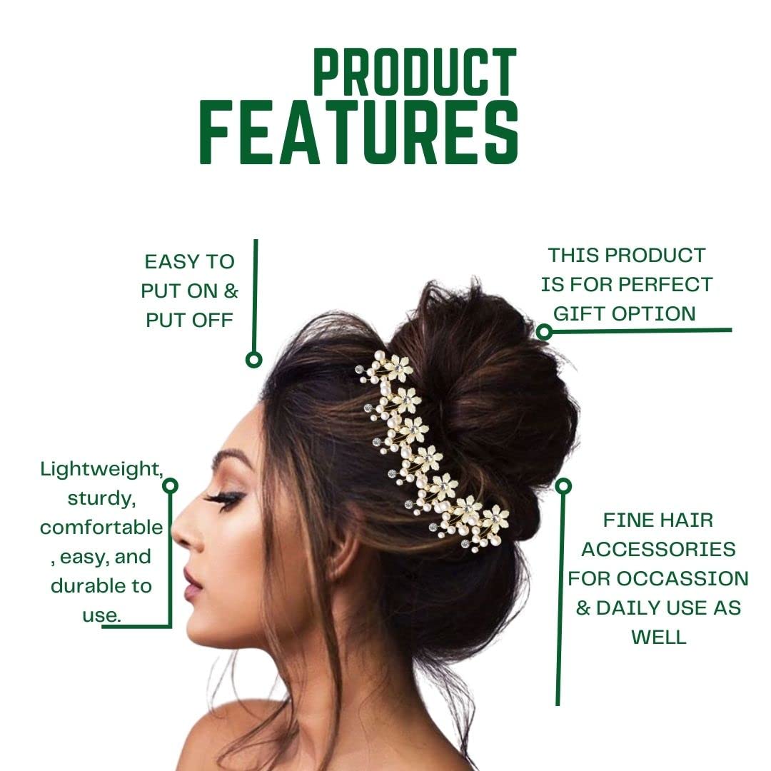 Accessozone Pearl Bridal Hair Accessories for Women - Artificial Flower Hair Clips - Perfect for Weddings, Prom & Special Occasions