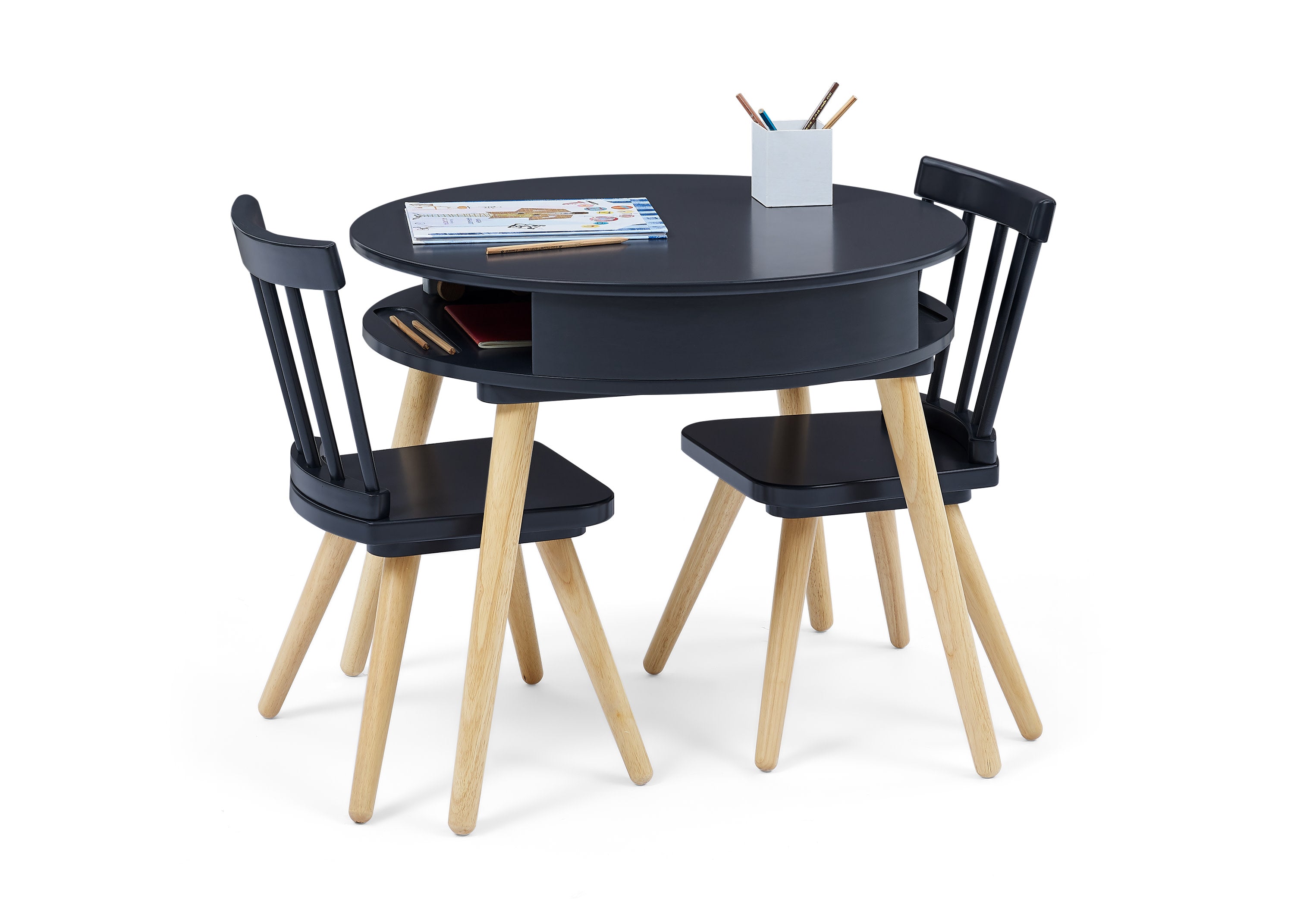 Hudson Storage Table & 2-Piece Chair Set - Space-Saving Dining Furniture for Small Apartments & Breakfast Nooks