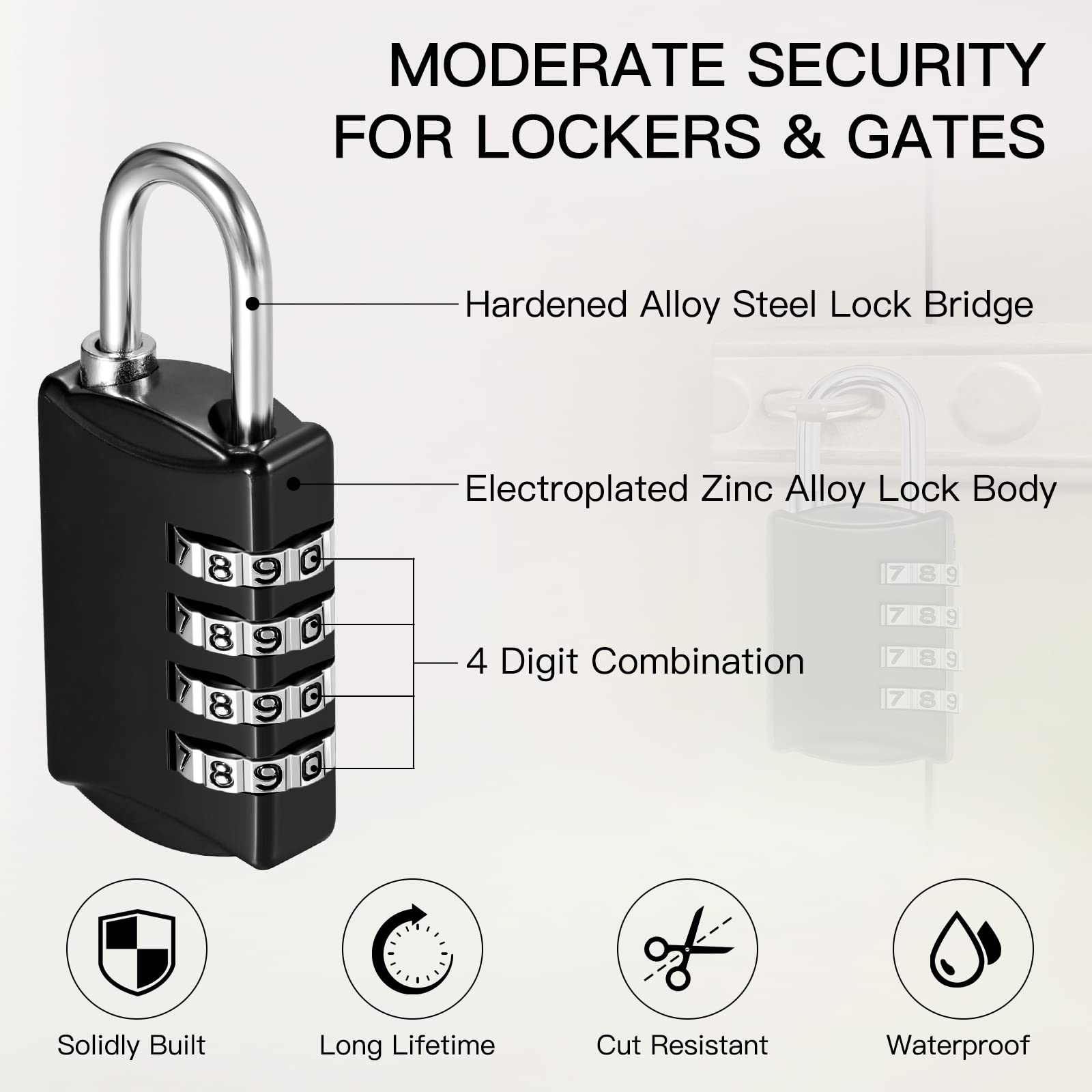 10 Pack 4 Digit Combination Locks - Small Waterproof Padlocks for Luggage, Toolbox, Gym Lockers, Suitcases & Storage | Secure Travel, Outdoor & Employee Use