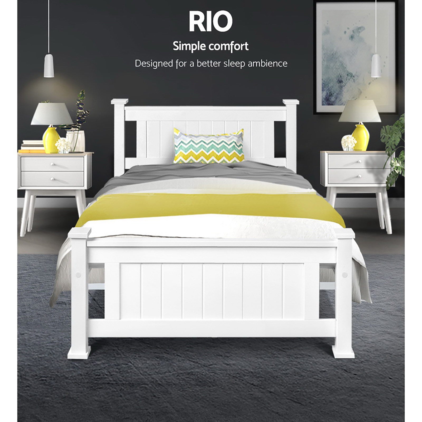 Cottesloe Solid Wood Single Bed Frame - White Finish for Kids & Guest Rooms | Durable & Stylish Bedroom Furniture