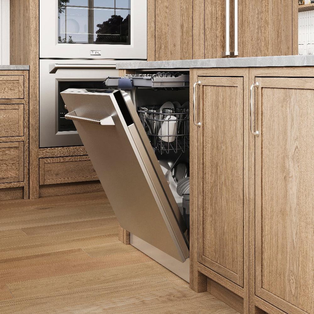 ZLINE 24 Inch Stainless Steel Tallac Series Dishwasher with 3rd Rack & Traditional Handle - Ultra Quiet 51dBa (DWV 304 24) for Modern Kitchens & Busy Households