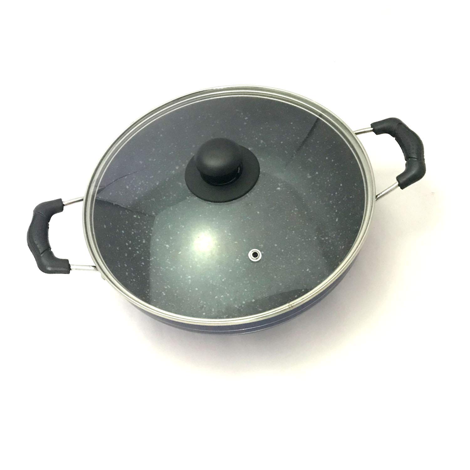 SHRIYA 9.5 Inch Nonstick Kadai Wok Skillet - Deep Fry Pan with Glass Lid, Aluminum Induction Base for All-Purpose Cooking | Perfect for Stir-Frying, Deep Frying & Indian Cuisine