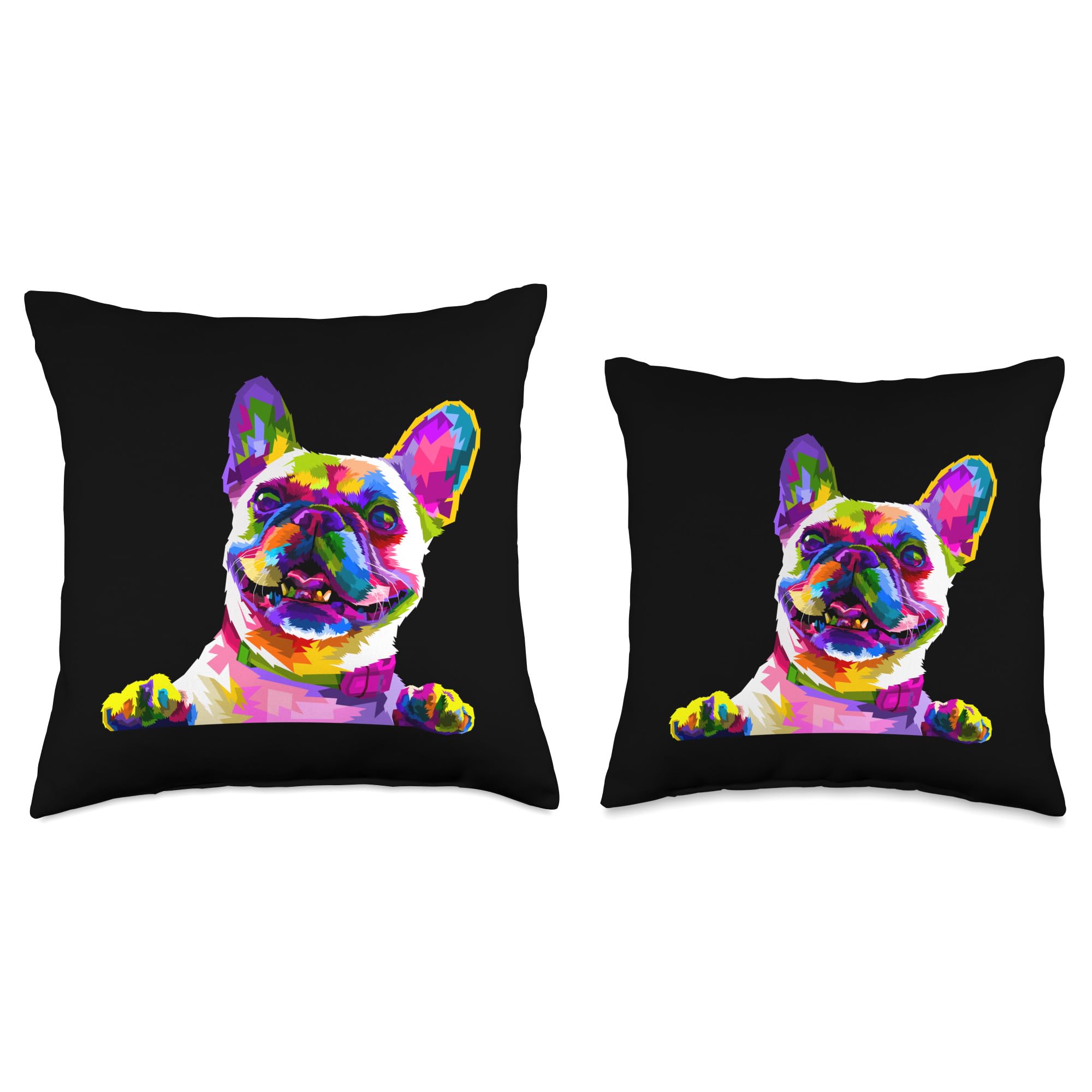 French Bulldog Pop Art Portrait Throw Pillow - Frenchie Bouledogue Dog Lover Home Decor - Perfect for Living Room, Bedroom & Nursery Decor