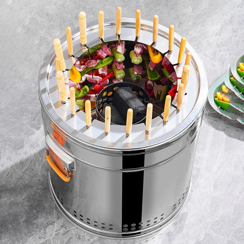 Smokeless Portable Grill with Non-Stick Surface - Indoor/Outdoor BBQ Grill for Meat, Vegetables & Skewers | Perfect for Camping, Picnics & Backyard Parties