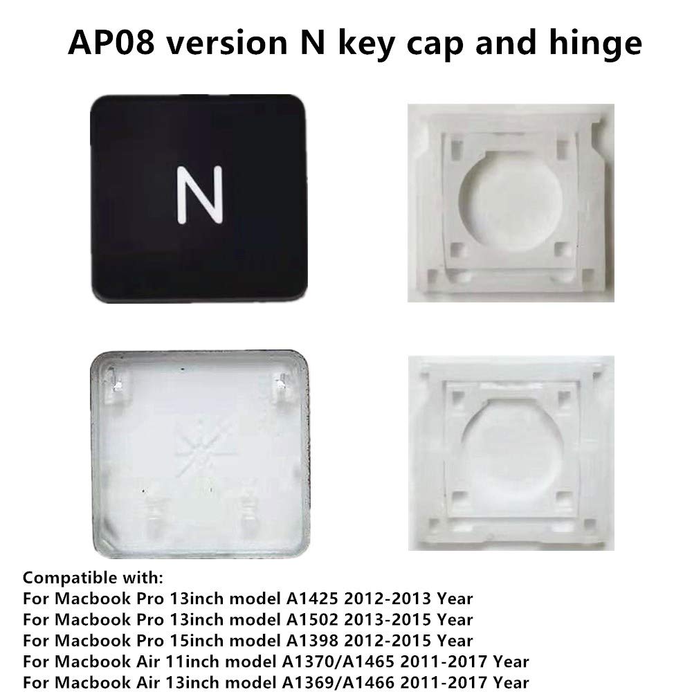 MacBook Pro & Air Keyboard Replacement - AP08 Type N Key Cap & Hinges for Models A1425 A1502 A1398 A1369 A1466 A1370 A1465 | Fix Broken Keys for Typing & Gaming