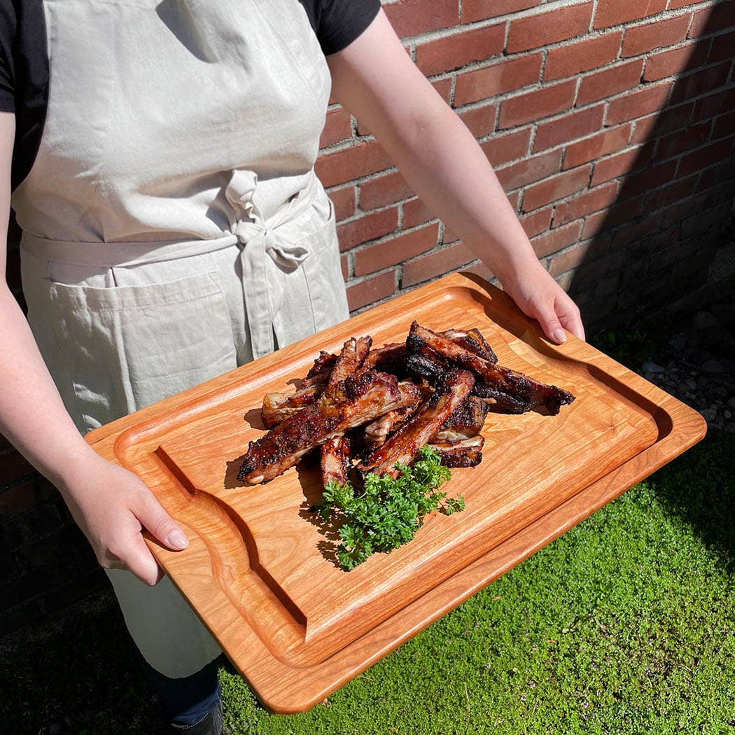 Premium Cherry Wood BBQ Serving Board - Perfect for Grilling, Charcuterie, and Entertaining - Ideal for Outdoor Cookouts, Picnics, and Party Platters