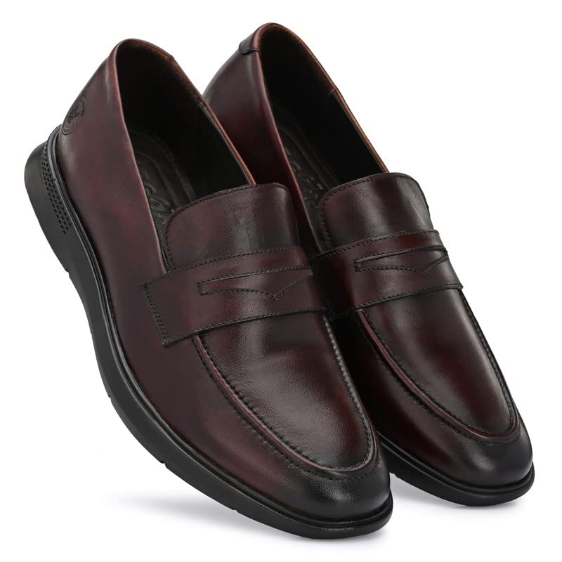 Legwork Men's Genuine Leather Loafers - Comfortable Slip-On Dress Shoes for Men & Boys | Perfect for Business, Casual & Formal Occasions